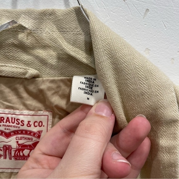 Levi’s Alexa Safari Blazer Jacker Oversized Fit Linen Cotton Cream Tan Medium - Picture 11 of 11